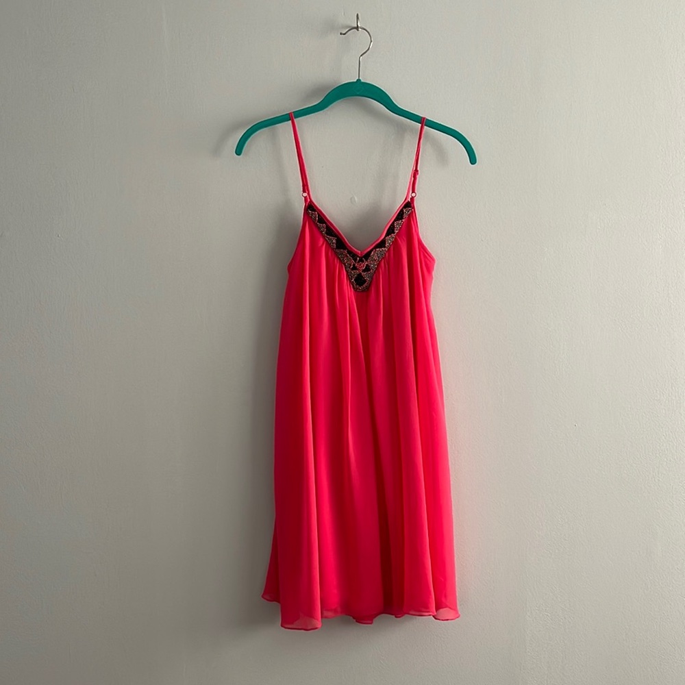 NWOT Express XS Hot Pink Beaded Dress